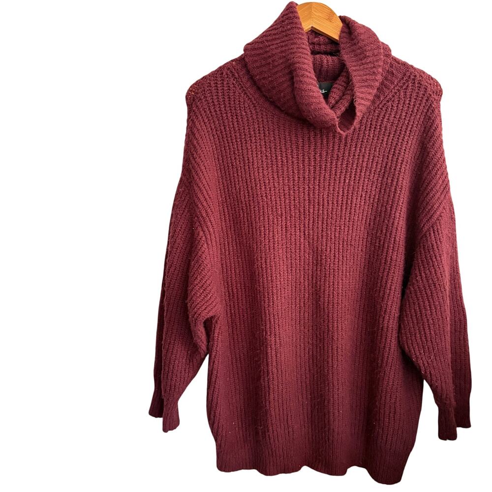 Lulus Cowl Neck Tunic Sweater M Burgundy Red Lulu's Ribbed
